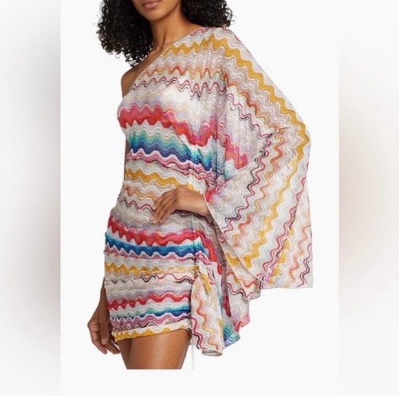 Missoni one shoulder cover up dress in wave motif - Picture 3 of 4